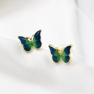 Green Butterfly Studs